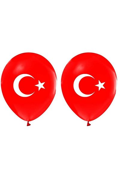 İrem Parti Dükkanı Turkish Flag Printed Balloon 10 Pieces