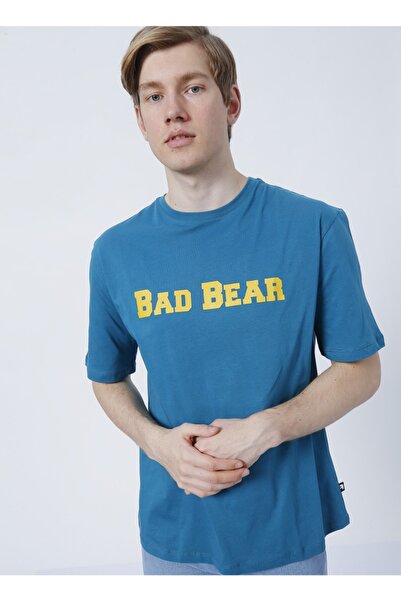 Bad Bear 22.01.07.053_Title O Neck Oversized Printed Petrol Men's T-Shirt