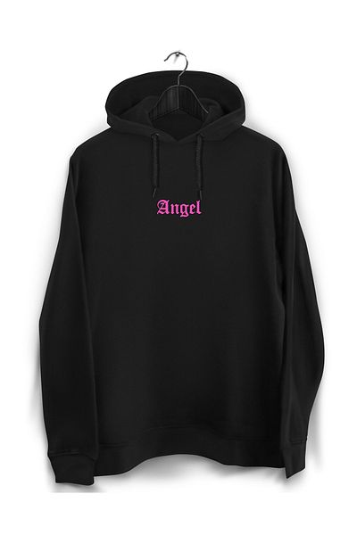YEACHY Φούτερ Unisex Black Angel με στάμπα