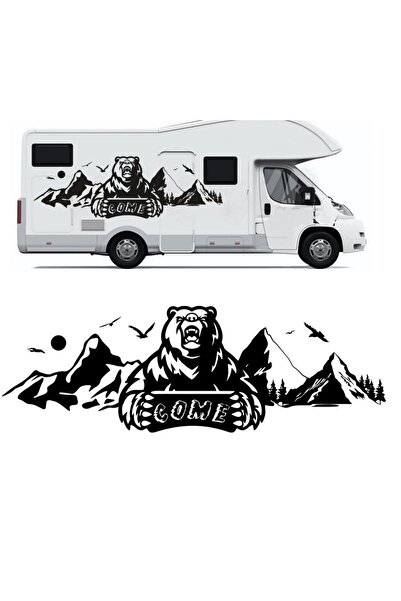 Melek Pazarı 60 x 20 cm Kızgın Ayı Dağ Doğa Manzara Off Road Kamp Karavan Sti...
