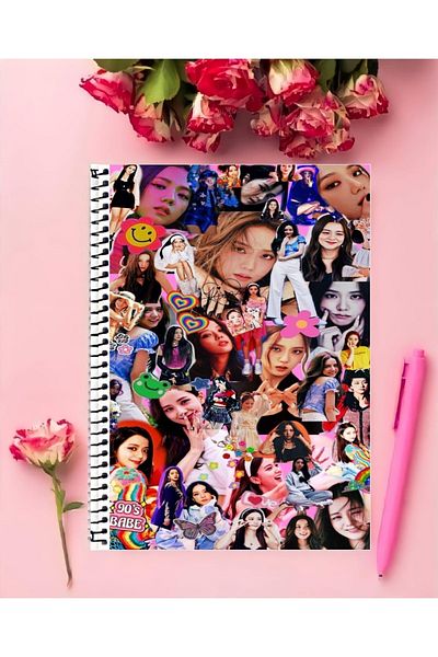 animeandyourworld Blacpink Notebook 1 Piece Special Design A4 Size 21*29 Cm Wired Checkered Notebook