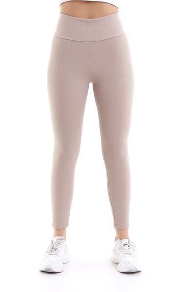 Deafox Bézs magas derekú bordás leggings