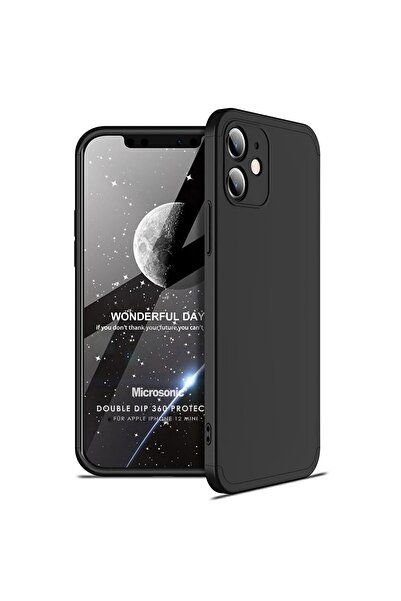 Microsonic Iphone 12 Mini Uyumlu Siyah Kılıf Double Dip 360 Protective