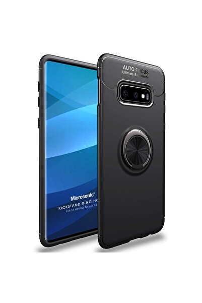Microsonic Samsung Galaxy S10e Kılıf Kickstand Ring Holder Siyah