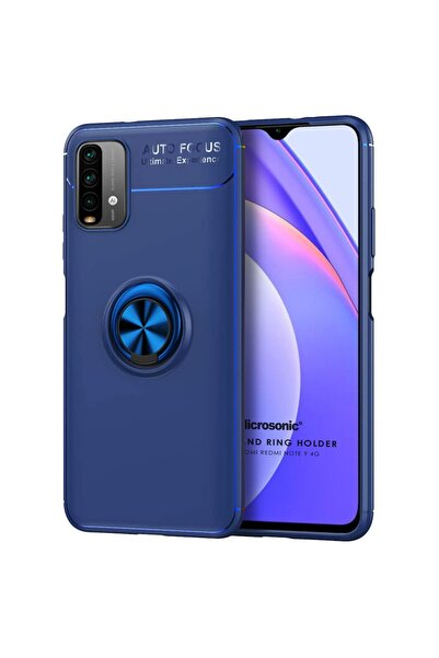 Microsonic Xiaomi Redmi Note 9 4g Kılıf Kickstand Ring Holder Lacivert