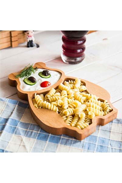 kozawoodart Ahşap Doğal Minik Ayı Kahvaltı Ve Servis Tabağı