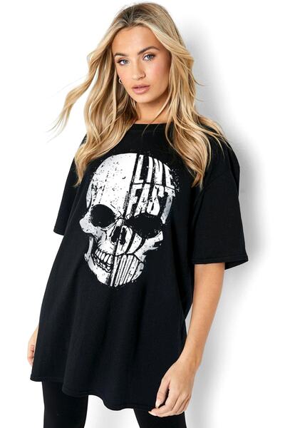 ROCKANDROLL Γυναικείο μπλουζάκι Quick Age Black Oversize κοντομάνικο