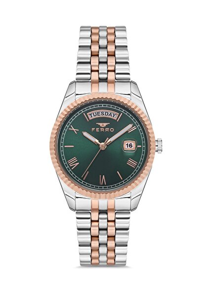 FERRO F21131a-e6 36 Mm Gümüş Rose Çelik Kordon Kadın Kol Saati