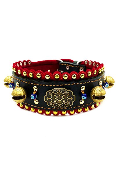 Tasma Market Siyah 4 Zilli Keçeli Deri Köpek Tasması