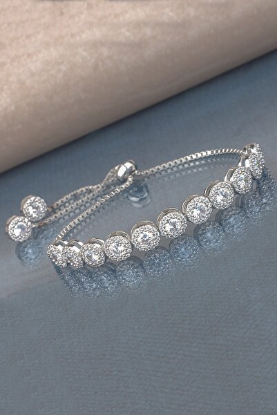 Miavi Silver 925 Ayar Gümüş Pırlanta Modeli Asansörlü Bileklik