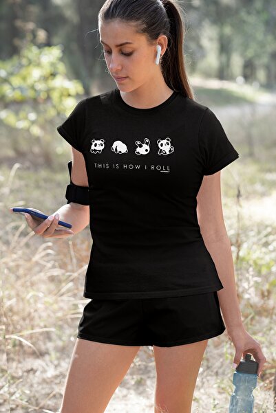 ROCKANDROLL Σετ γυναικείο σορτς Panda Stilt μαύρο κοντομάνικο