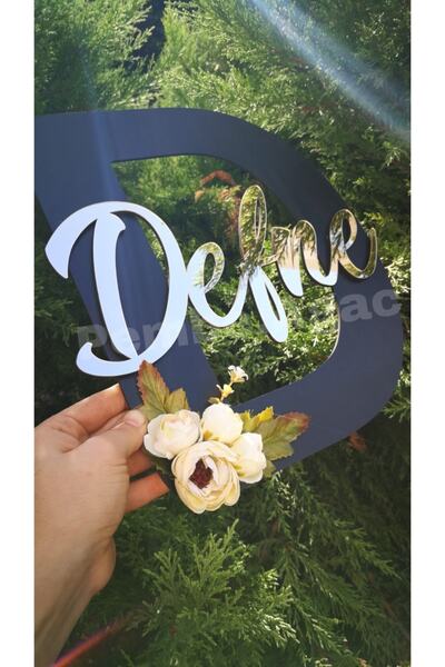 Pembe Ağaç Tasarım Atölyesi Özel Konsept Tasarım Harfli Bebek Çocuk Kapı Süsü - Nişan Kına Nikah Düğün Arka Plan Isimli Harf