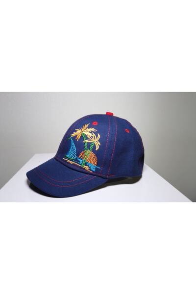 Kardelen Butik Denizli Embroidered Canvas Denim Children's Hat (1-3 Years) (N...