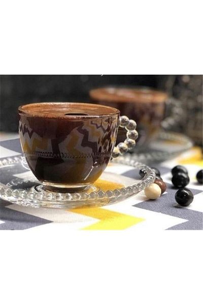 Perotti Girona Coffee Cup Set - Set of 12 Coffee Cups with Beads, 24 Pieces.