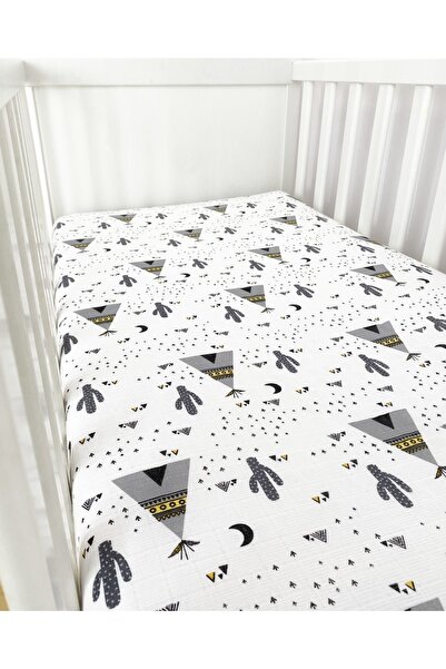 Anne Sesi Müslin 60x90 Cm Anne Yanı Beşik Çarşafı Lastikli %100 Organik Pamuk...
