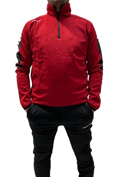 CROSTİME Erkek Antrenman Eşofman Takımı Dalgıç Kumaş Dar Paça Kırmızı