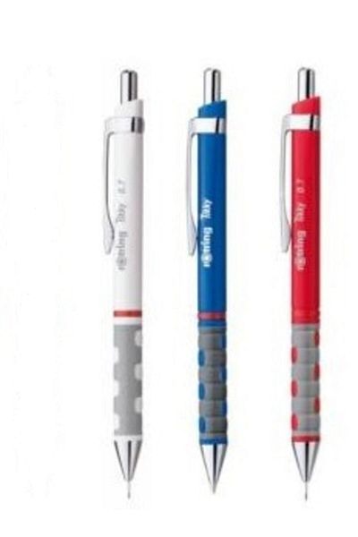 Rotring Tikky White Red Blue 3 Pieces Pen 2 Pieces 0,7 Min Nib and Eraser