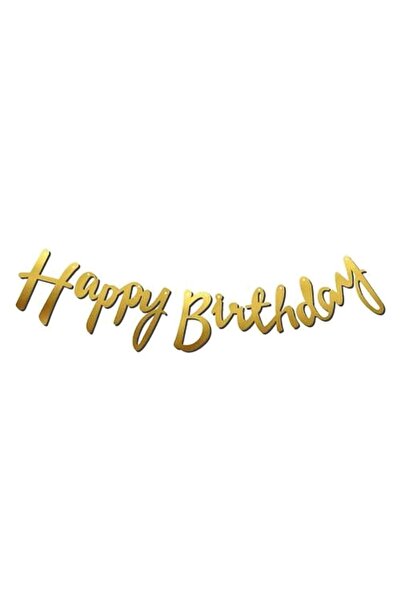 Patladı Gitti Kaligrafi Happy Birthday Gold Banner