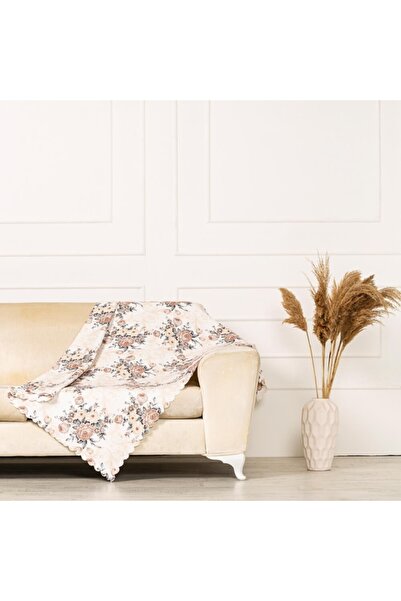 benimol Modern Gül Yapraklı Dokuma Dijital Baskılı Kadife Şönil Koltuk Şalı Ö...