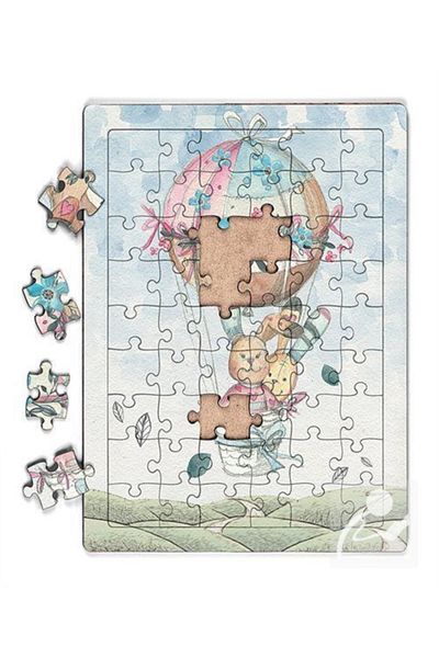 King Of Puzzle بازل خشبي للسفر بالبالون 54 قطعة (LV-03)