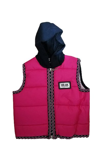 Lizard Children's Combed Cotton Hooded Puffer Vest Lined