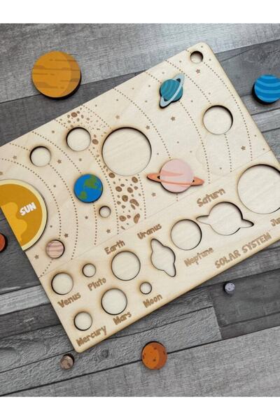 hdrlazerdizayn Ahşap Montessori Solar Sistem Gezegenler Yapbozu