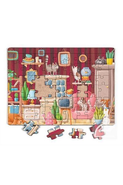 King Of Puzzle لغز منزلنا الجميل الخشبي 54 قطعة (lıv-09)