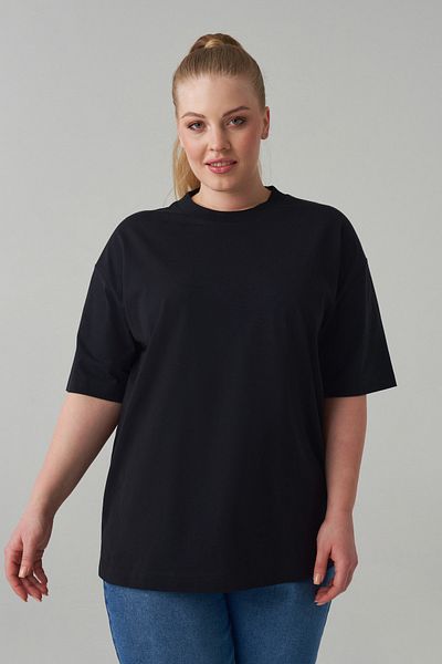 LUOKK Morris Round Neck Off-Shoulder Comfortable Fit Plus Size Basic T-Shirt
