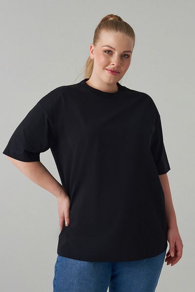 LUOKK Morris Round Neck Off-Shoulder Comfortable Fit Plus Size Basic T-Shirt
