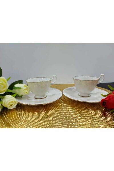 İpek Porselen 6 Piece Gold Gilded Porcelain Cup Set