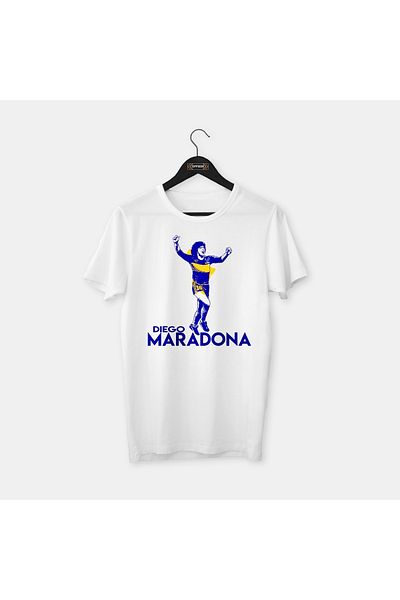 OFFSIDE CLOTHES Diego Maradona (boca Juniors) - Σειρά θρύλων σχεδίασης προσαρμοσμένης σχεδίασης, χτενισμένο βαμβακερό μπλουζάκι