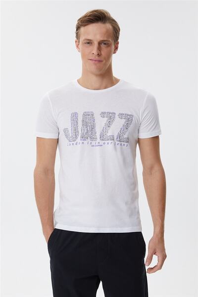 Lee Cooper Ανδρικό μπλουζάκι Jazz O Neck Λευκό