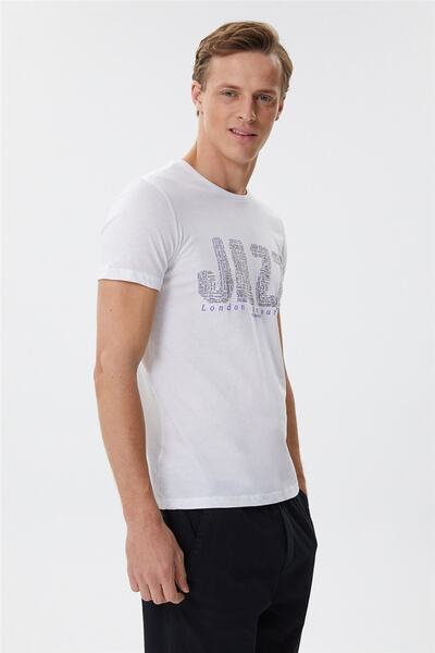 Lee Cooper Ανδρικό μπλουζάκι Jazz O Neck Λευκό