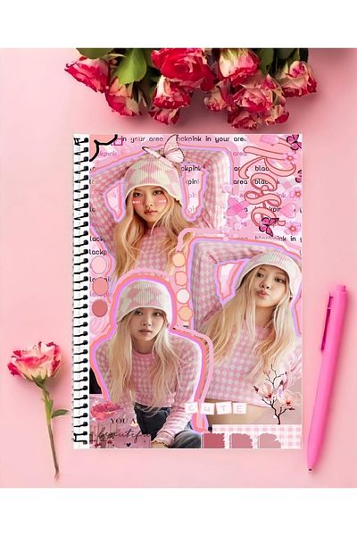 animeandyourworld Blacpink Notebook 1 Piece Special Design A4 Size 21*29 Cm Wired Checkered Notebook