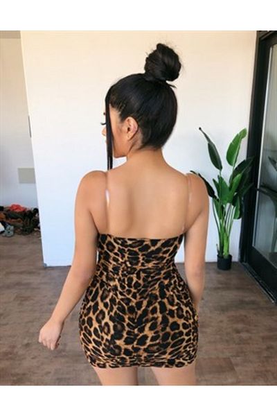 Secret Passion Lingerie Culoare catifea cu bretele transparente cu imprimeu leopard marime mini rochie sezon nou rochie marime mini cu bretele