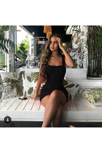 Secret Passion Lingerie Ελαστικό κρεπ υφασμάτινο λουράκι τετράγωνο λαιμό Μίνι βραδινό φόρεμα βραδινό φόρεμα 381