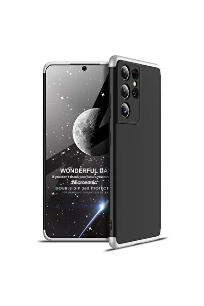 Microsonic Samsung Galaxy S21 Ultra Kılıf Double Dip 360 Protective Siyah Gri