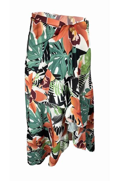 Bolder Allora Orange Flower Pattern Ruffle Pareo