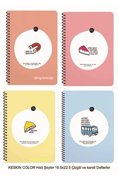 KESKİN COLOR Feeling Things 16.5x22.5 Notebook Set 4 Different Models