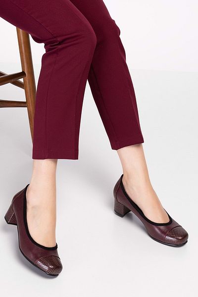 Gondol Pantofi de zi cu toc confortabili din piele naturală pentru femei Şhn.875 - Bordeaux - 36