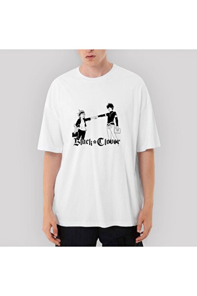 Z zepplin Μπλουζάκι με μαύρο τριφύλλι Asta και Yuno oversized