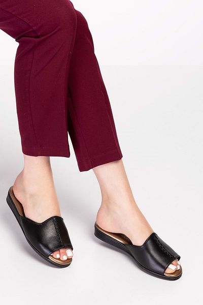 Gondol Papuci de casă eleganti, confortabili, din piele naturală, Kayaş.132 - Piele neagră - 37