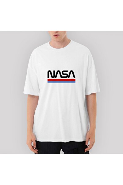 Z zepplin Tricou alb oversize roșu albastru Nasa