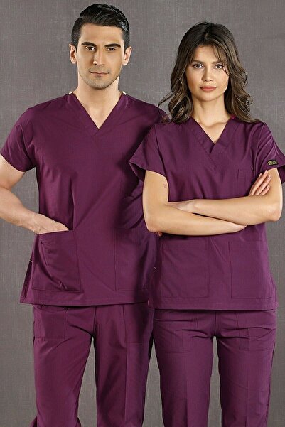 ÇİZGİ MEDİKAL Custom Purple Dr Greys Terikoton Suit (Thin Fabric) Scrubs Hosp...