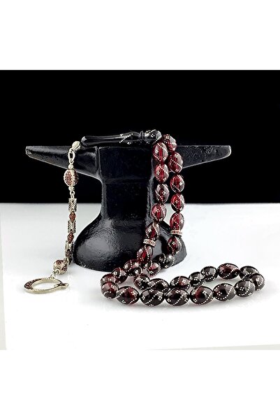 Tesbihsepetim Zirkon Taş Püsküllü Gümüş İşlemeli Ay Yıldız Model Ateş Kehriba...