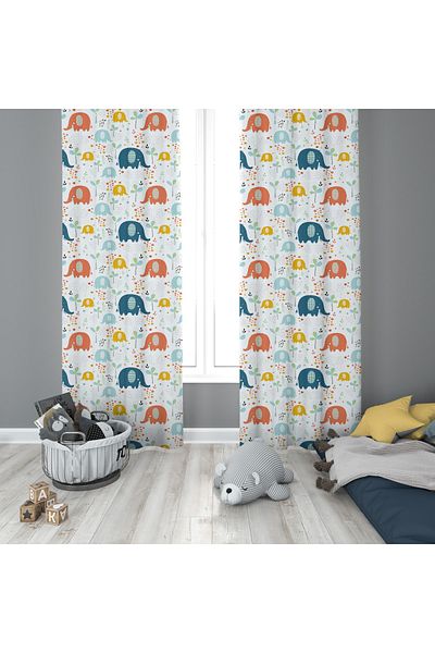 Evmila Children's Room Patterned Background Curtain