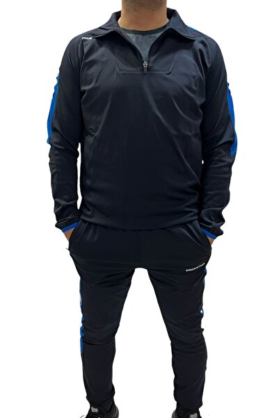 CROSTİME Antrenman Eşofman Takımı Dalgıç Kumaş Dar Paça Mavi