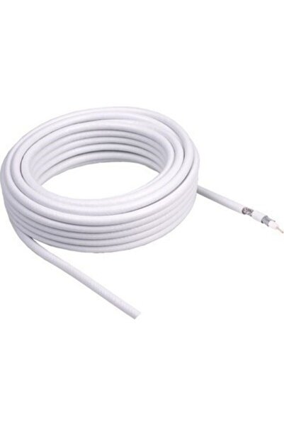 20 Metre Rg6/u4 48 Tel Beyaz Kablo Iki Ucu F Connektörlü Hazır