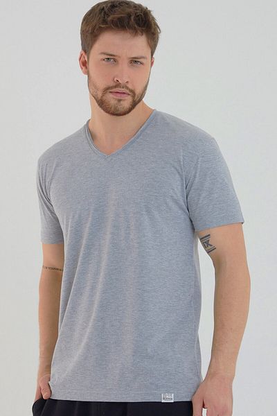 AMAZING CRASH Basic Men's V-Neck Slim Fit Short Sleeve T-shirt