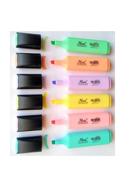 Masis Pastel Color Highlighter Marker Pen (6 Pieces)